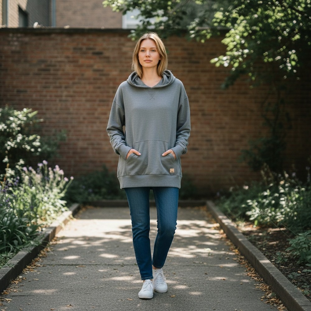 Vuori Halo Essential Hoodie Blue Heather DreamKnit Sweatshirt VW2041 Womens L